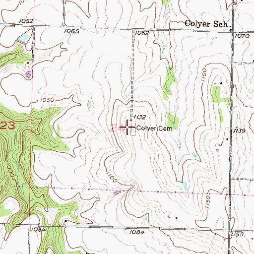 Topographic Map of Colyer Cemetery, KS