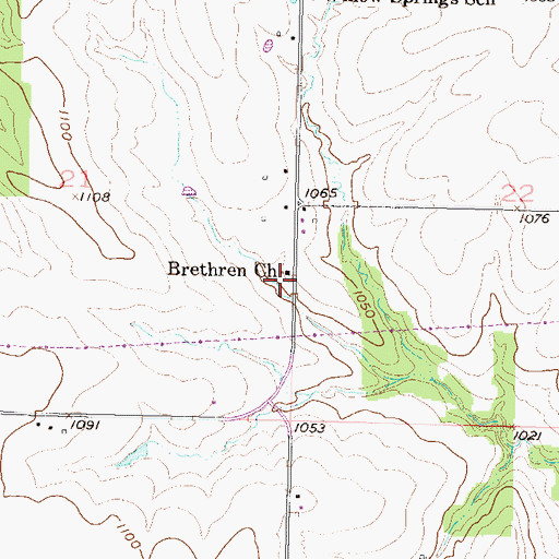 Topographic Map of Brethren Church, KS