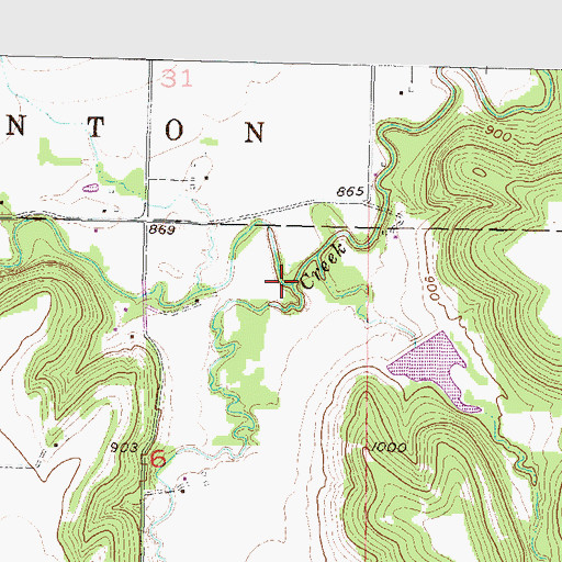Topographic Map of Chicken Creek, KS