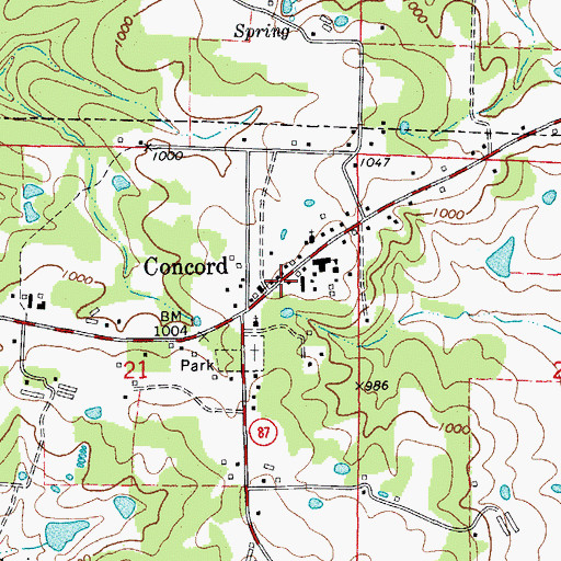 Topographic Map of Concord, AR