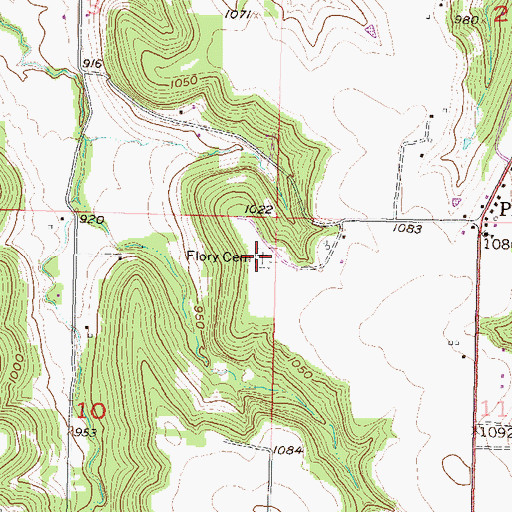 Topographic Map of Flory - Pleasant Hill Cemetery, KS