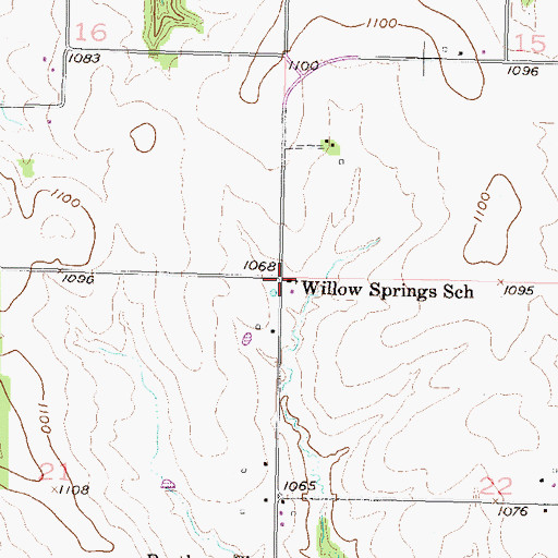 Topographic Map of Willow Springs School (historical), KS
