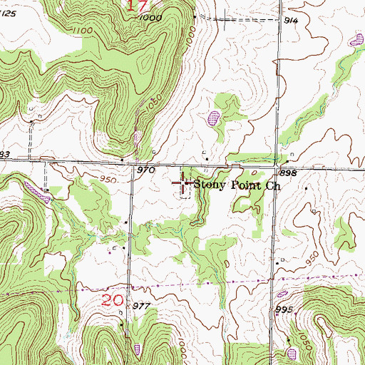 Topographic Map of Stony Point Evangelical Lutheran Church, KS