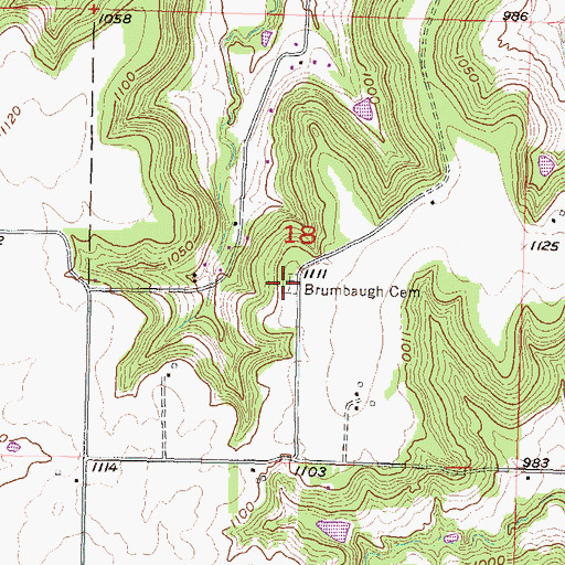 Topographic Map of Brumbaugh Cemetery, KS