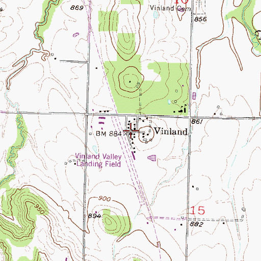 Topographic Map of Vinland, KS