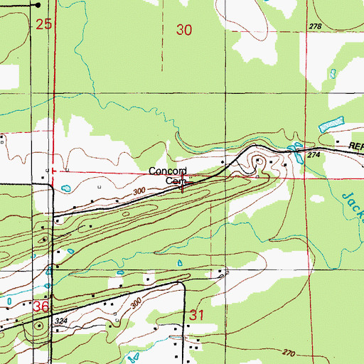 Topographic Map of Concord Cemetery, AR
