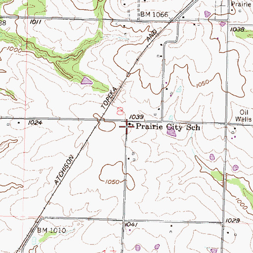 Topographic Map of Prairie City School (historical), KS