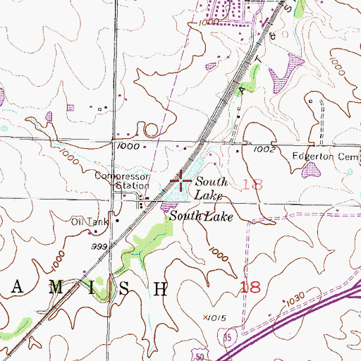 Topographic Map of South Lake, KS
