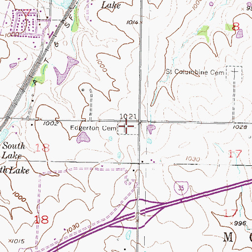 Topographic Map of Edgerton Cemetery, KS