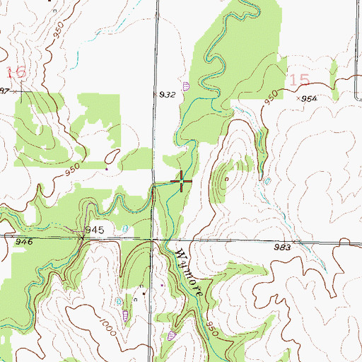 Topographic Map of Wymore Creek, KS