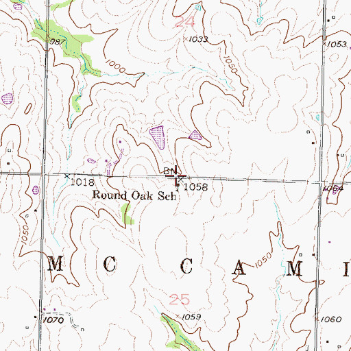 Topographic Map of Round Oak School (historical), KS