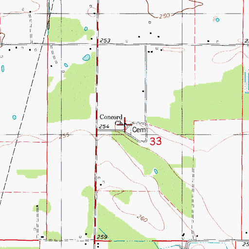 Topographic Map of Concord Church, AR