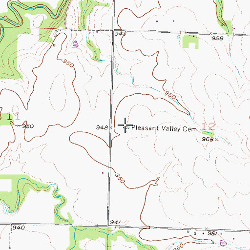 Topographic Map of Pleasant Valley Cemetery, KS