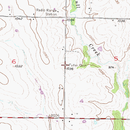 Topographic Map of Fuller Cemetery, KS