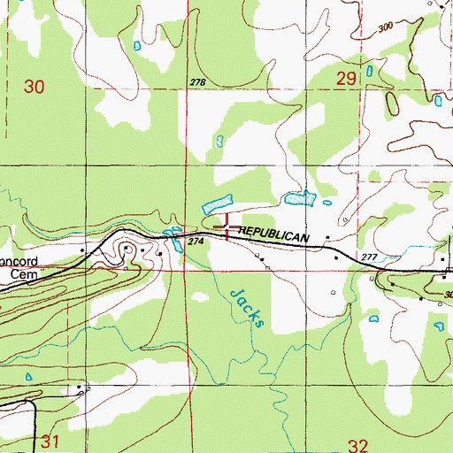 Topographic Map of Concord Church, AR