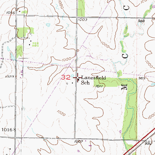 Topographic Map of Lanesfield School (historical), KS