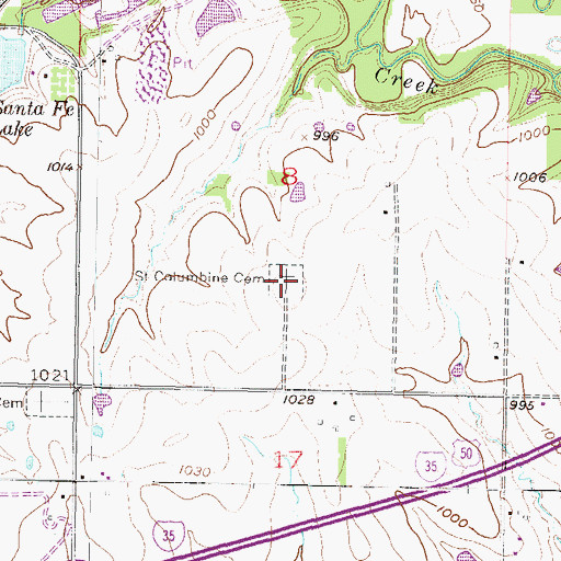 Topographic Map of Saint Columbine Cemetery, KS