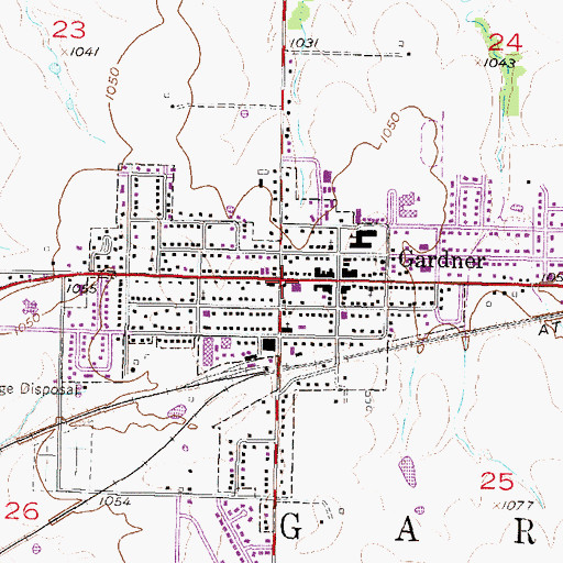 Topographic Map of Gardner, KS
