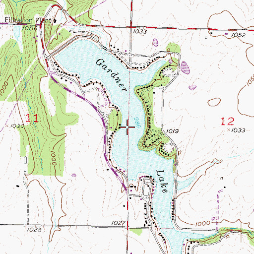 Topographic Map of Gardner Lake, KS