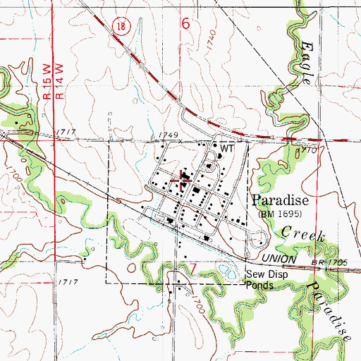 Topographic Map of Paradise Elementary School, KS
