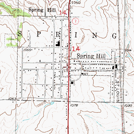 Topographic Map of Spring Hill, KS