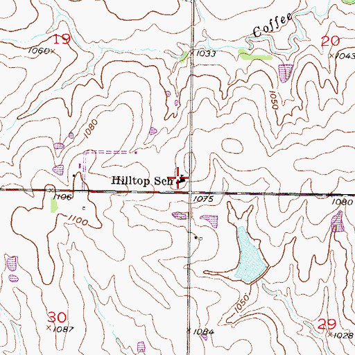 Topographic Map of Hilltop Elementary School, KS
