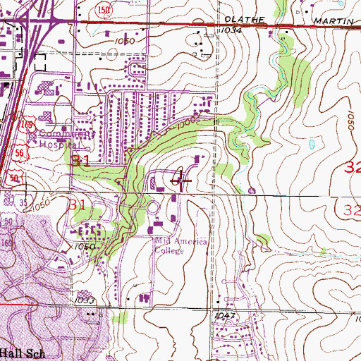 Topographic Map of MidAmerica Nazarene University, KS