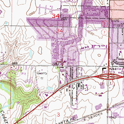 Topographic Map of Stuck School (historical), KS