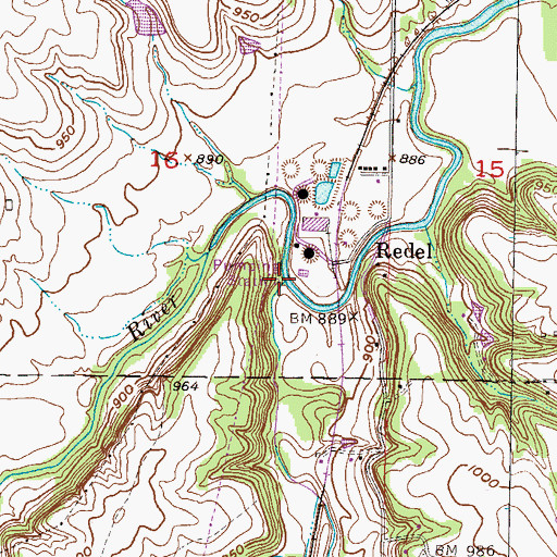 Topographic Map of Camp Branch, KS
