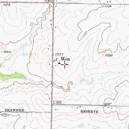 Topographic Map of Wea Community Cemetery, KS