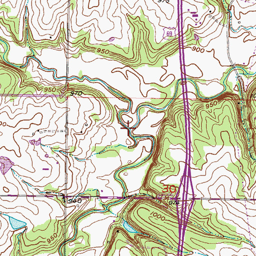 Topographic Map of Wolf Creek, KS