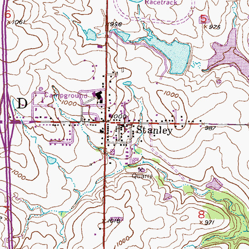 Topographic Map of Stanley, KS