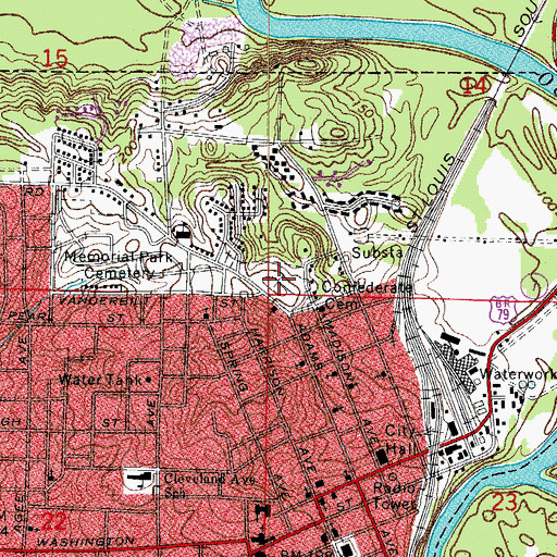 Topographic Map of Confederate Cemetery, AR