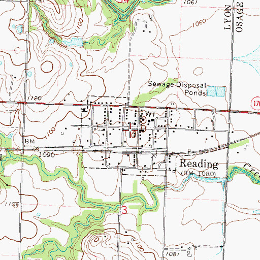 Topographic Map of Reading, KS