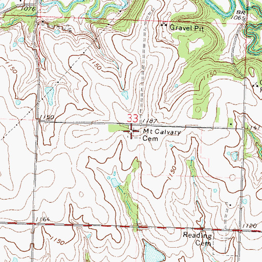 Topographic Map of Mount Calvary Cemetery, KS