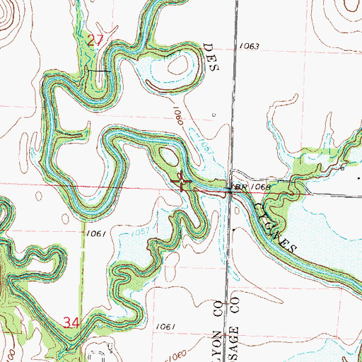 Topographic Map of Duck Creek, KS