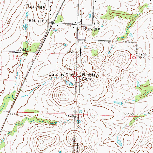 Topographic Map of Barclay Cemetery, KS