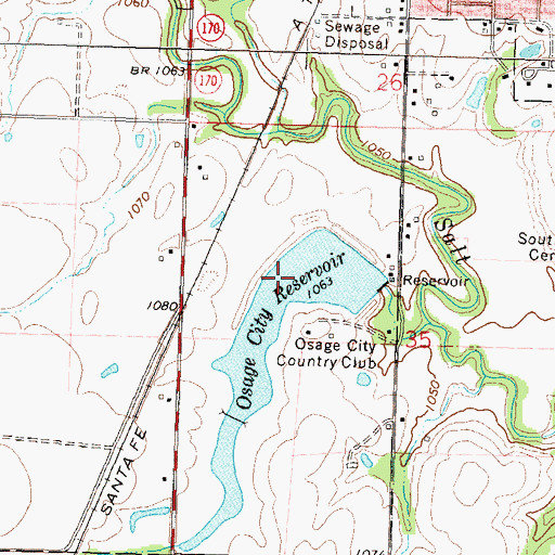 Topographic Map of Osage City Reservoir, KS