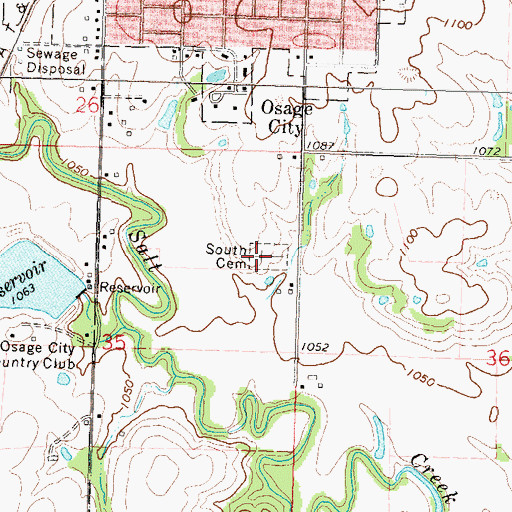 Topographic Map of South Cemetery, KS