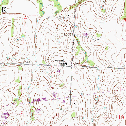 Topographic Map of Mount Pleasant Community Church, KS
