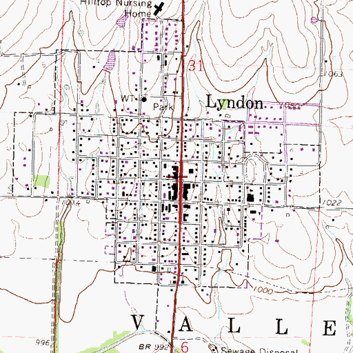 Topographic Map of Lyndon, KS
