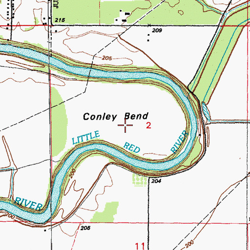 Topographic Map of Conley Bend, AR