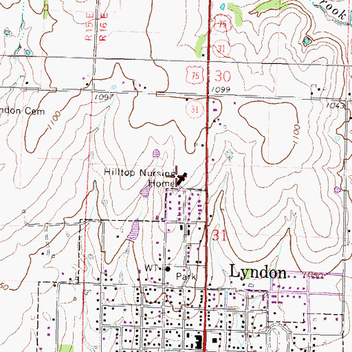 Topographic Map of Hilltop Nursing Home, KS