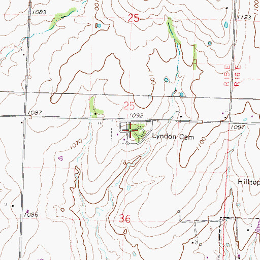 Topographic Map of Lyndon Cemetery, KS