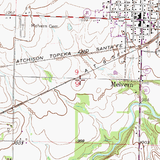 Topographic Map of Township of Melvern, KS