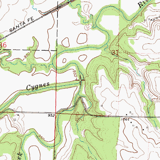 Topographic Map of Rock Creek, KS
