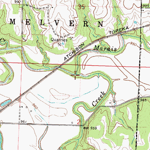 Topographic Map of Long Creek, KS