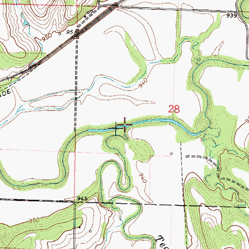 Topographic Map of Tequa Creek, KS