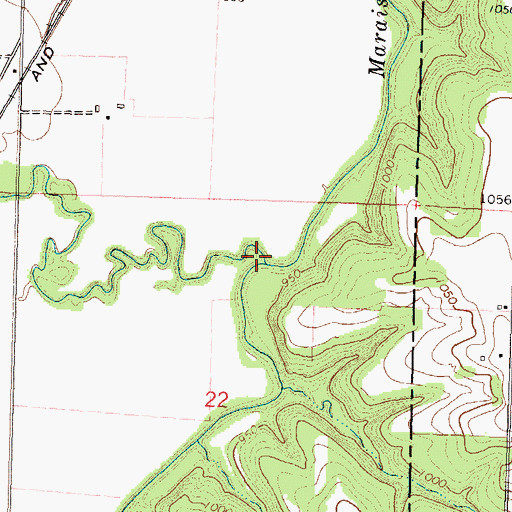 Topographic Map of Dry Creek, KS