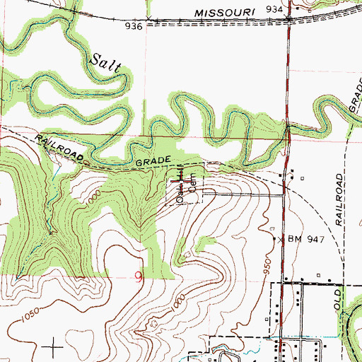 Topographic Map of Oak Hill Cemetery, KS
